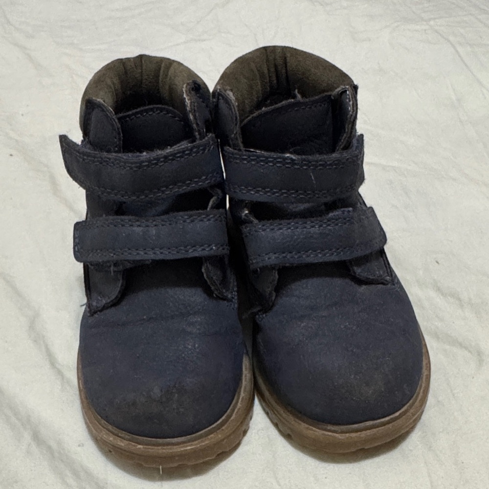 Boot Collection Boys Size 6 EU 23 Blue Faux Leather Hiking Toddler Velcro Boots